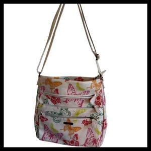 Vela Blues Butterfly Print Crossbody Bag Multi-Pocket Shoulder Purse